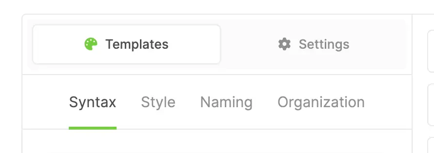 Rule Set Template Tabs