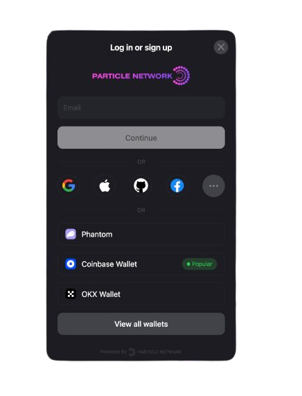 Particle Connect Login Modal