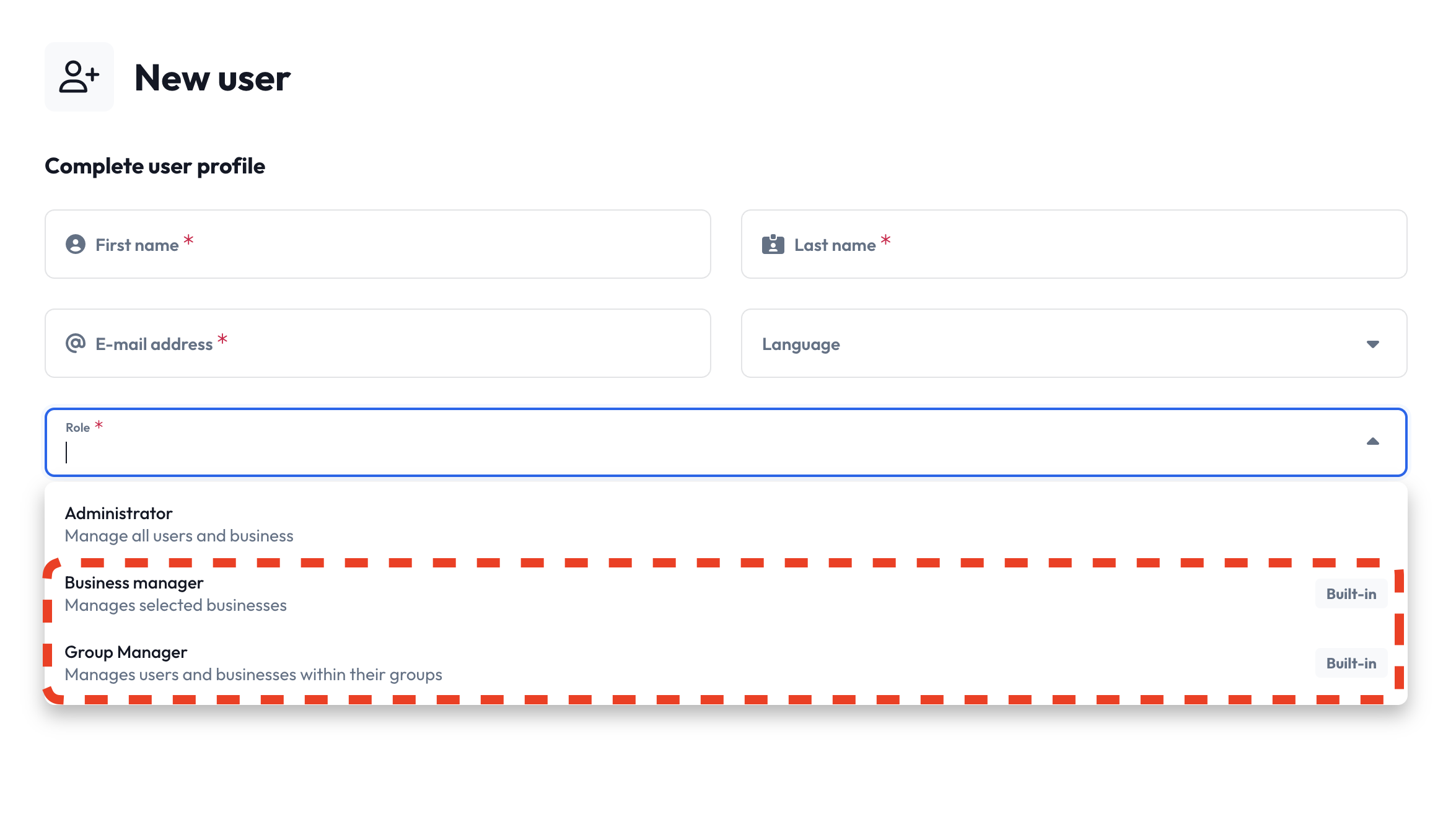 Built-in Custom Roles in App
