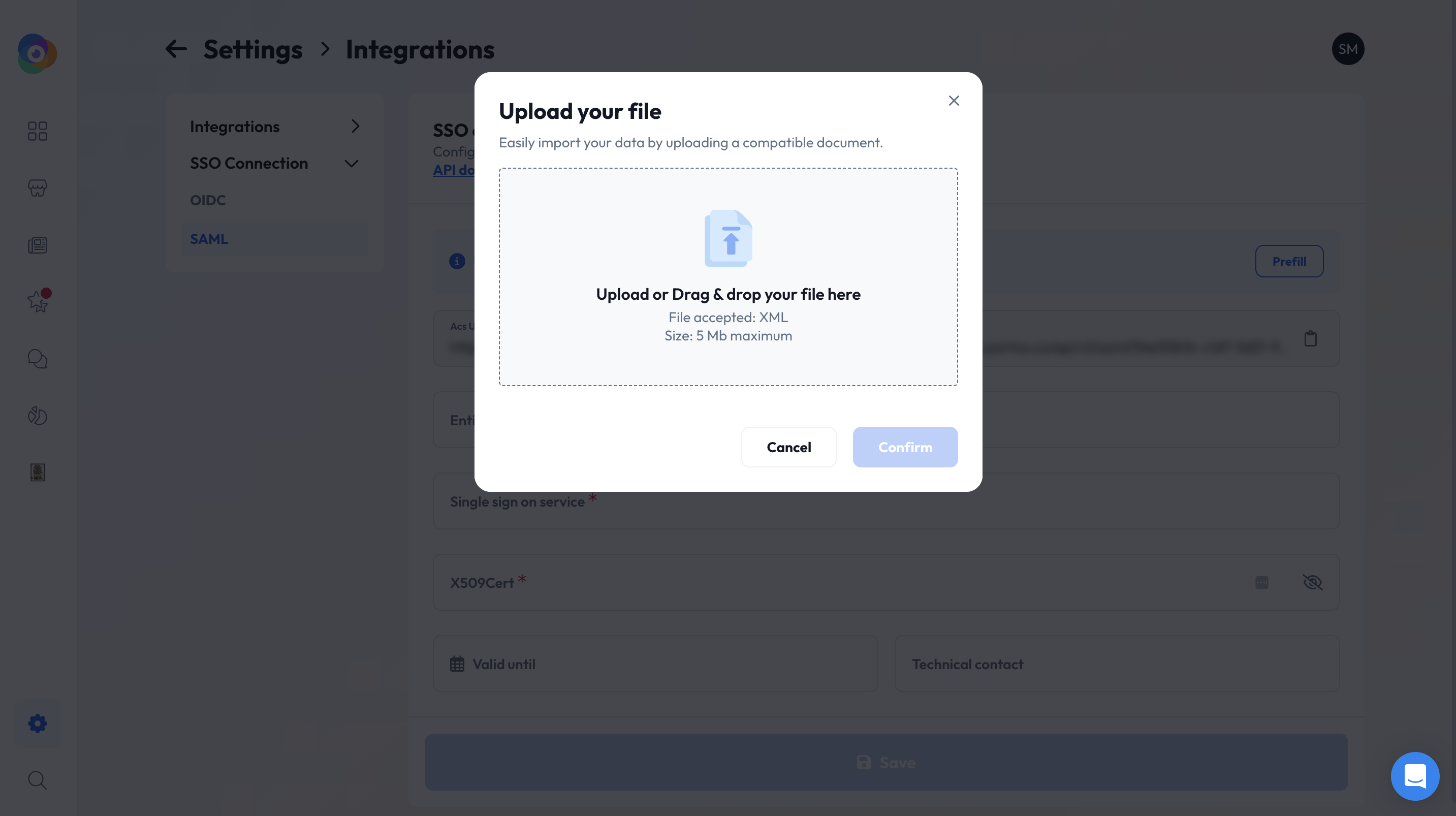Webhook listing in the Partoo interface