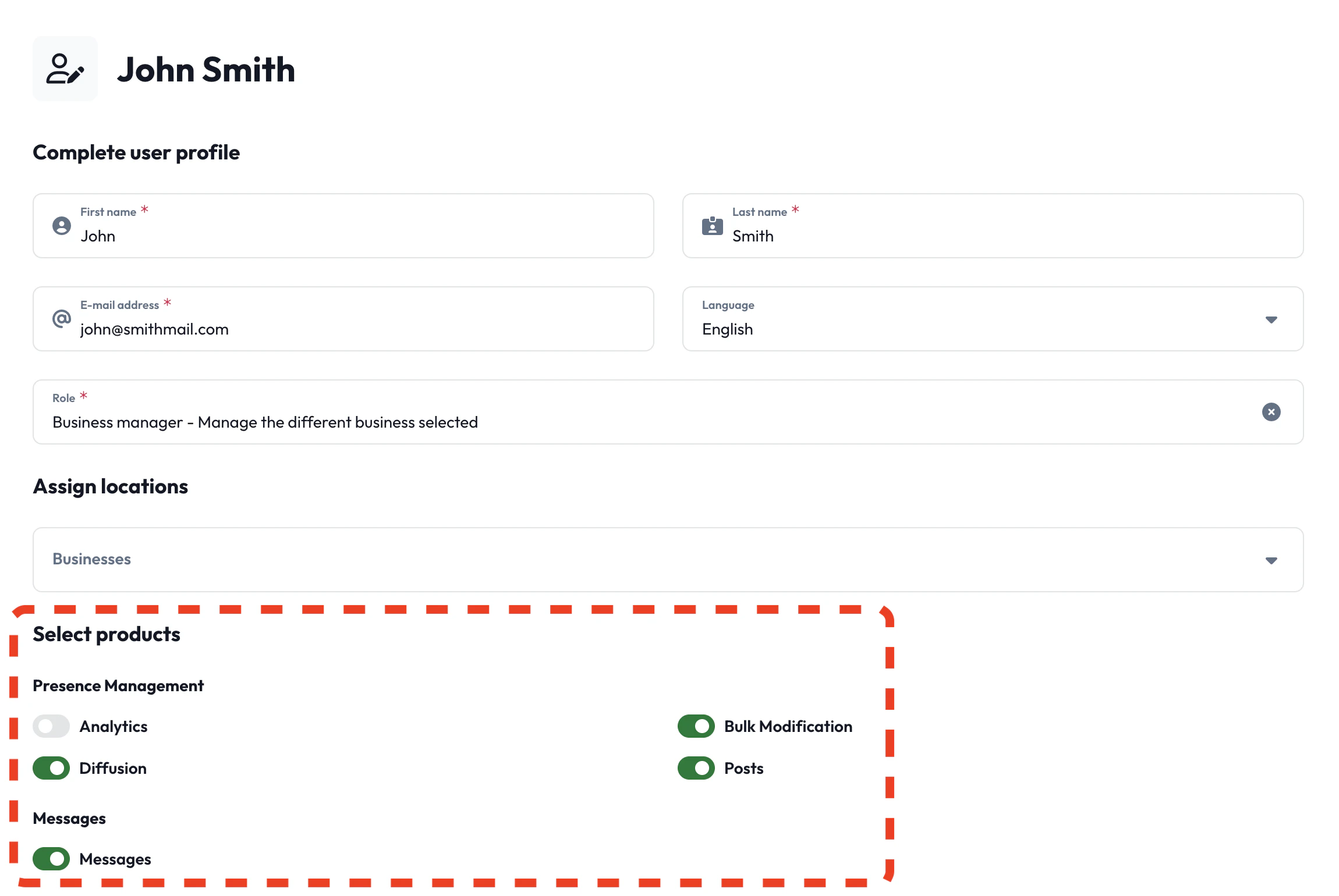 User Edit Page - Sidebar Pages Selection