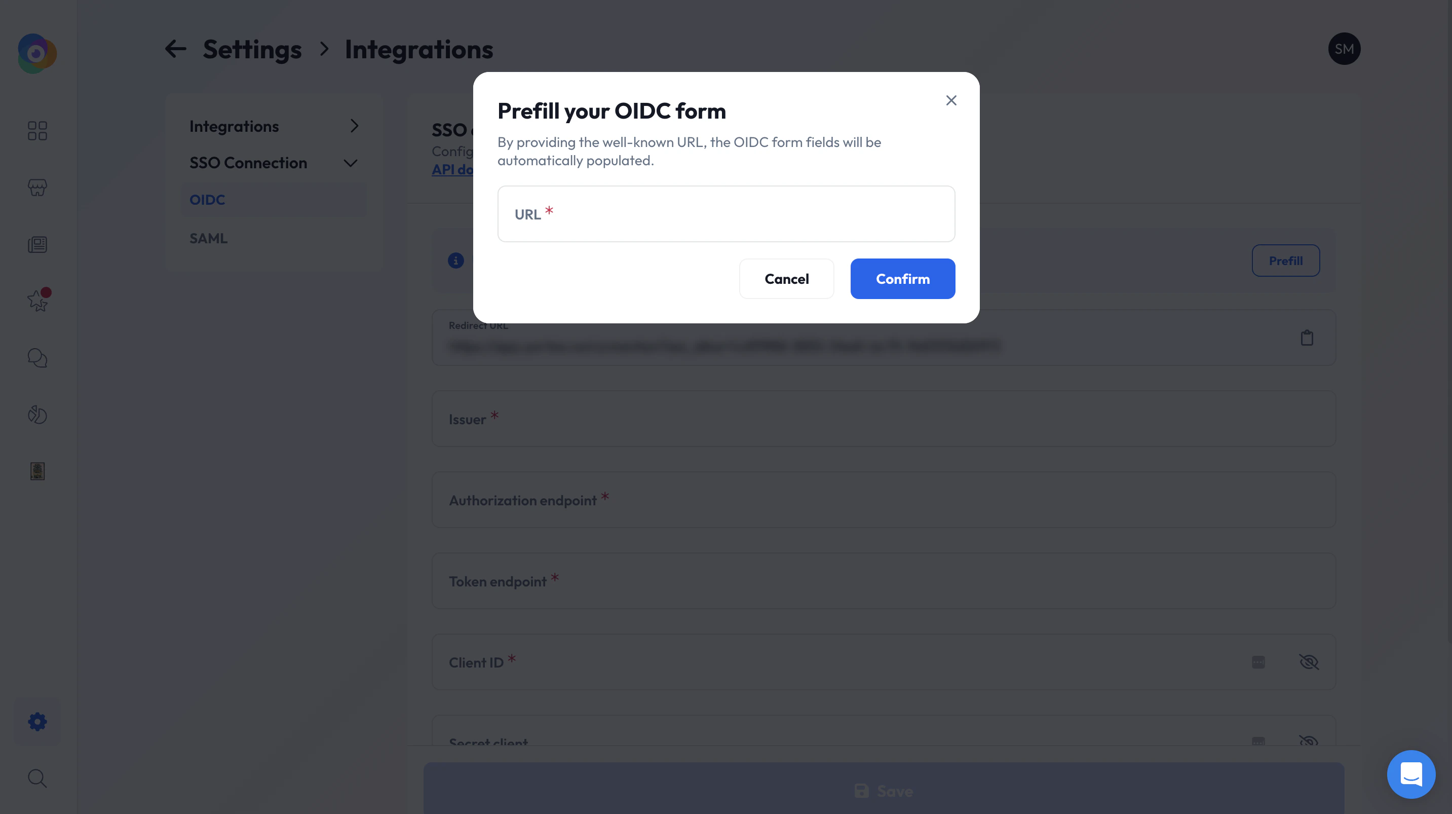 Webhook listing in the Partoo interface