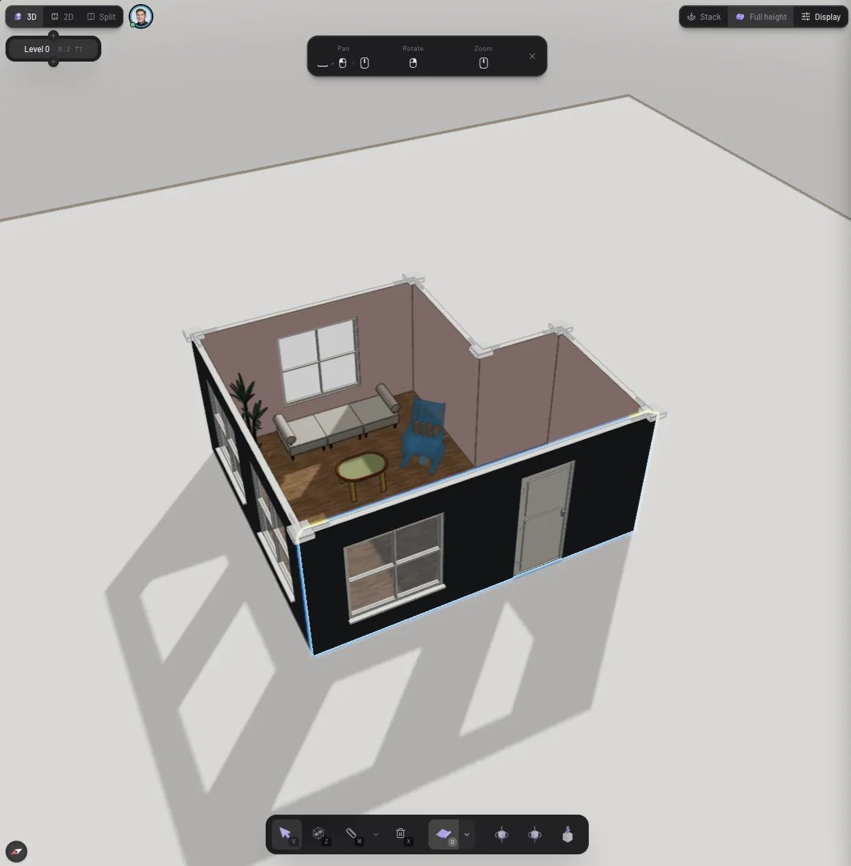 A teammate's edits appearing live in the 3D view, outlined in their collaborator color