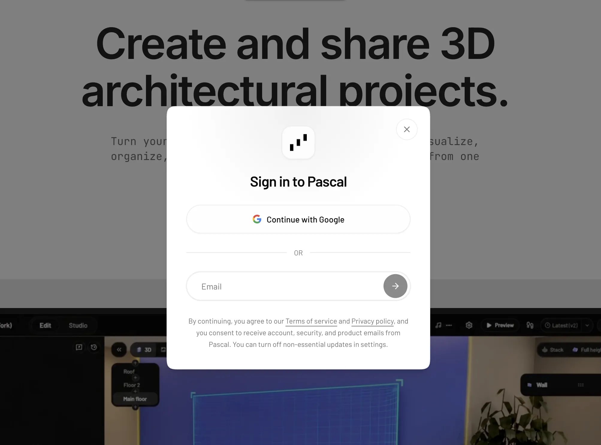 The Pascal sign-in dialog