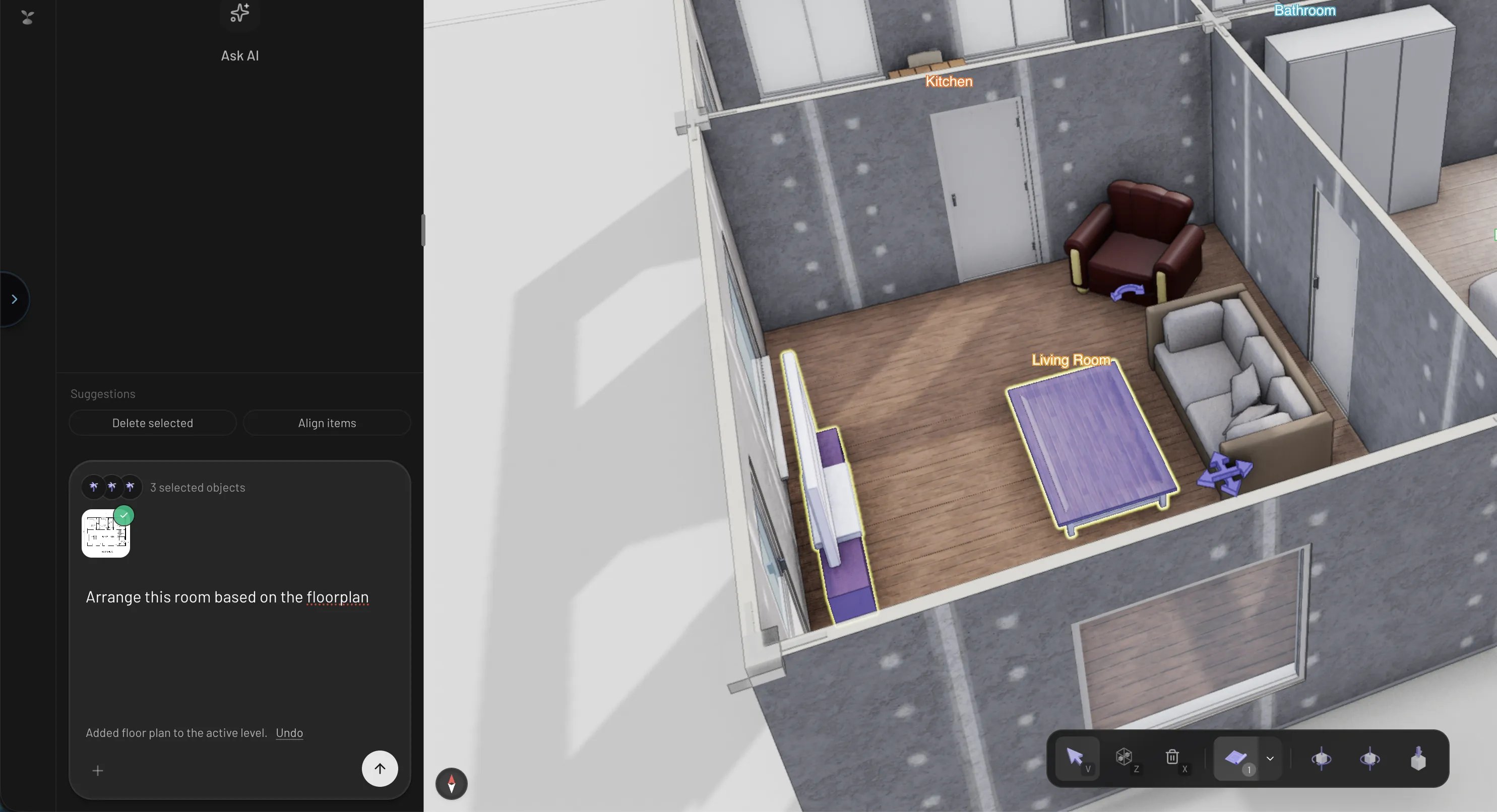 The chat composer with a selection attachment and an image
