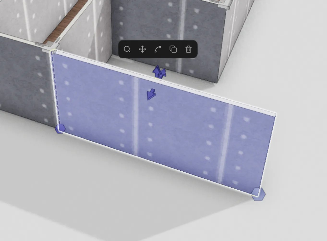 Dragging a wall endpoint with connected walls following