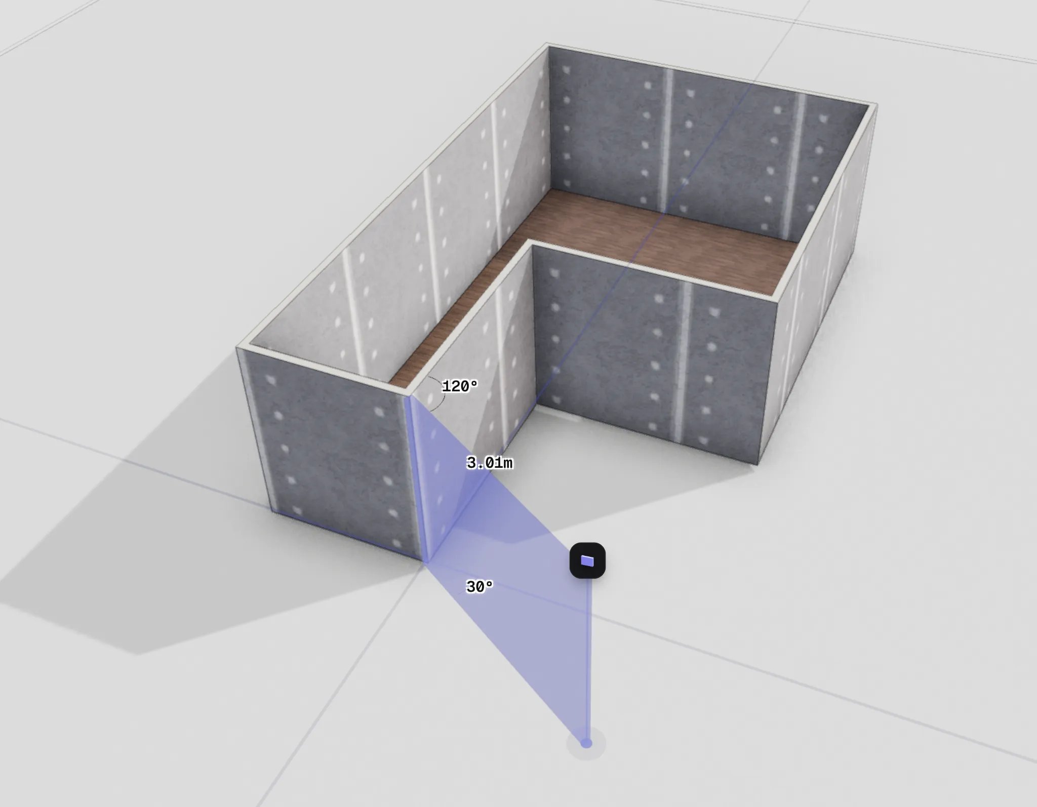 Length label and angle arc while drawing a wall