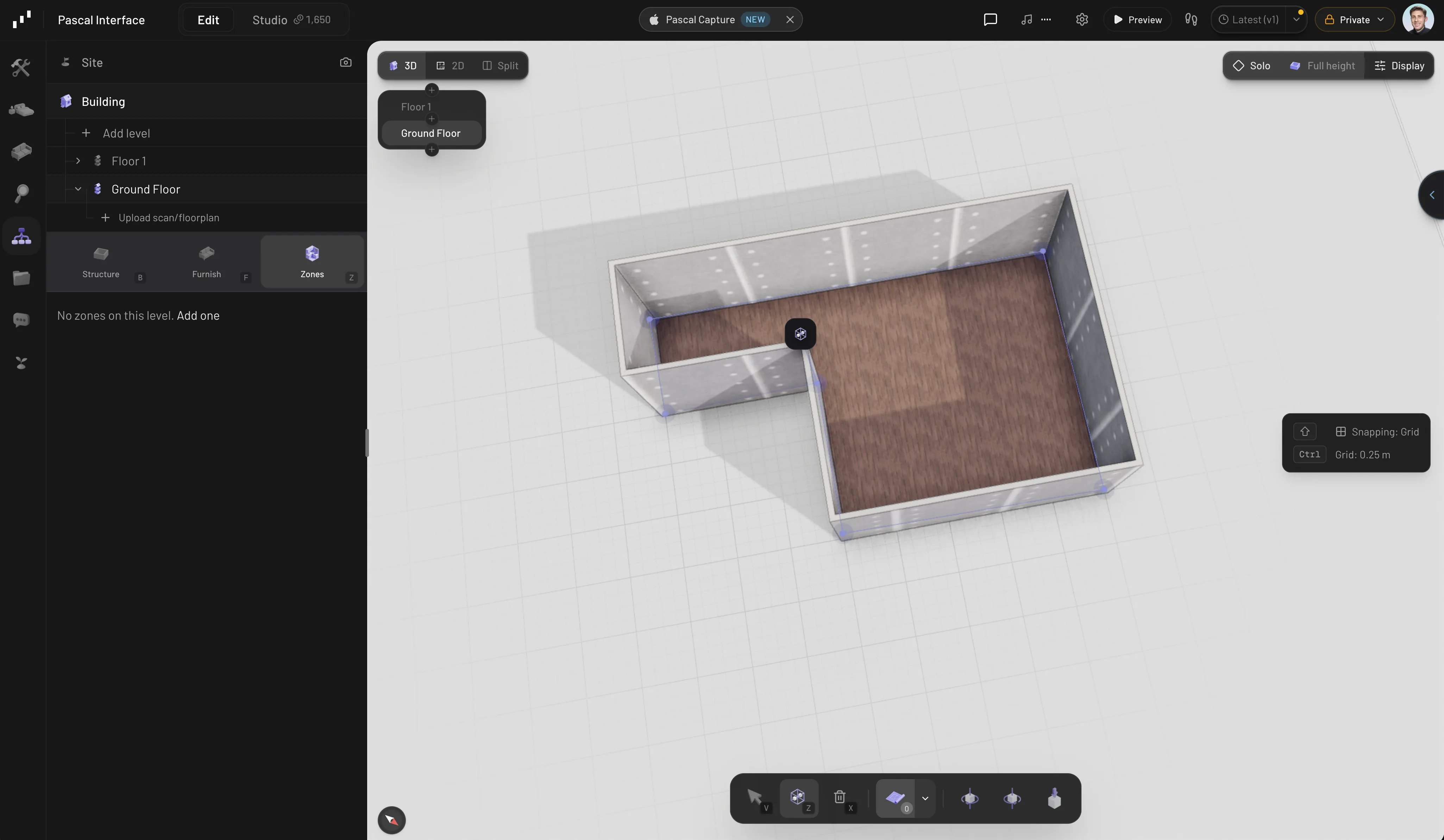 Drawing a zone polygon around a room in Pascal