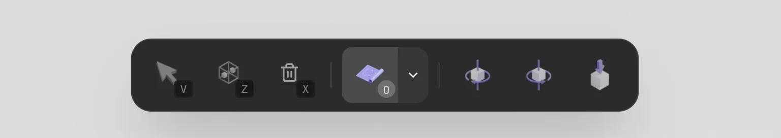Pascal bottom toolbar with mode and camera controls