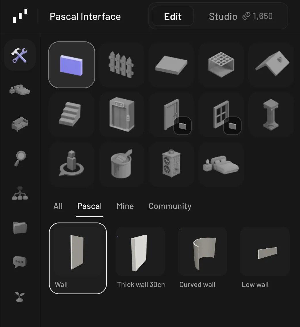 Pascal sidebar with the Build tab open