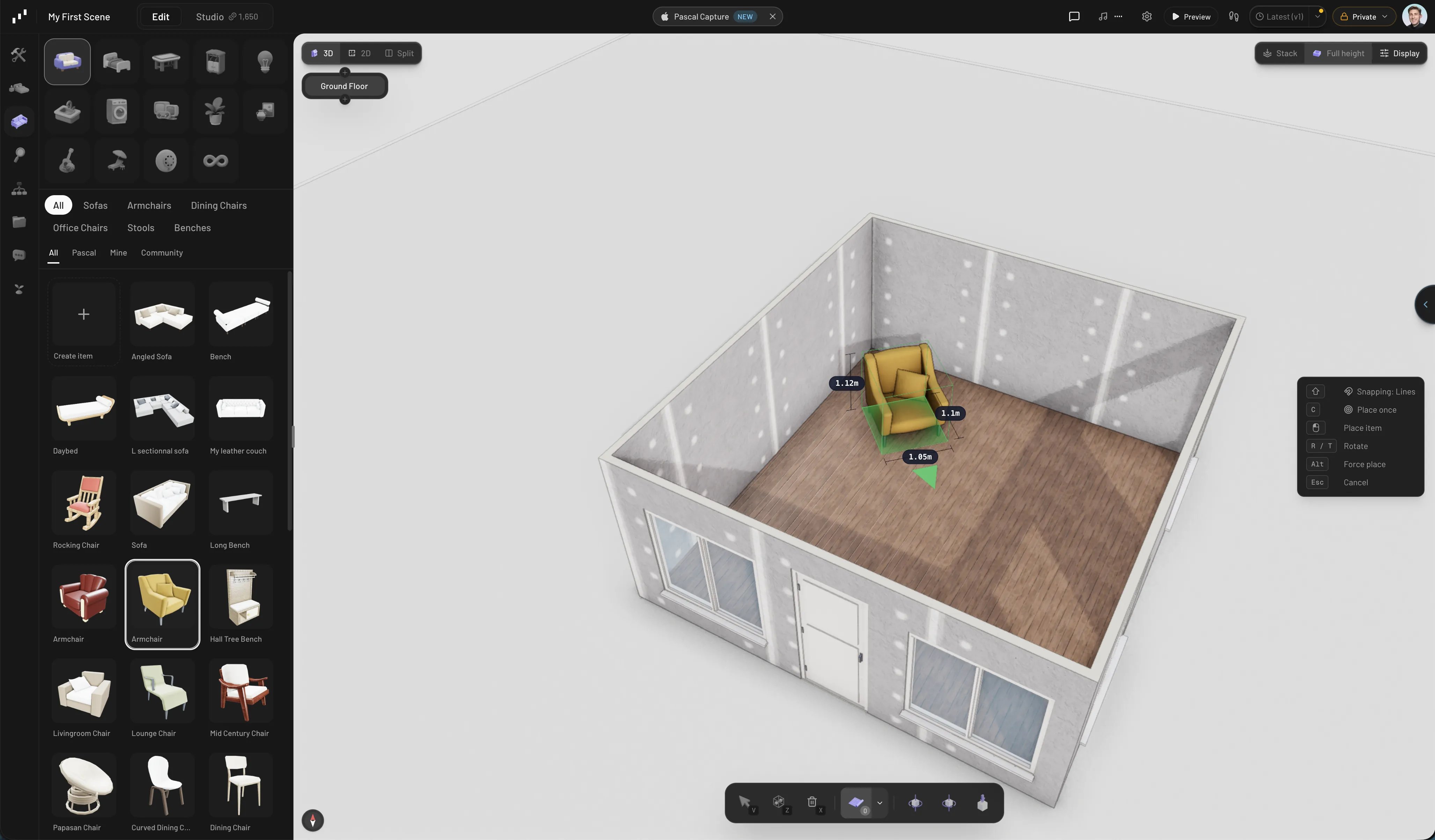 Placing furniture in Pascal