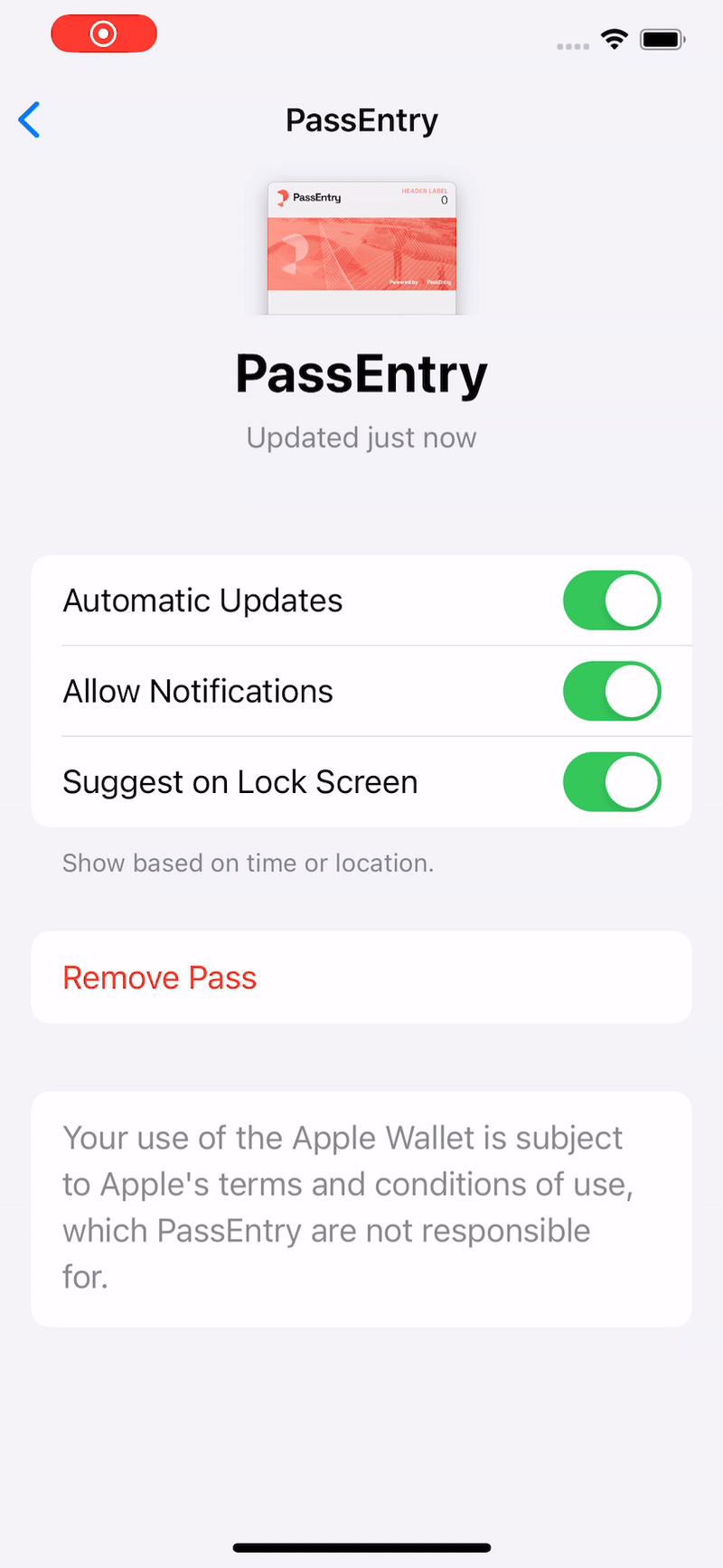Apple Wallet Force Update