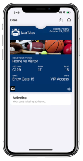 Apple pass activating state