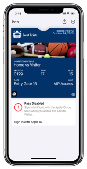 Apple pass disabled - sign in required