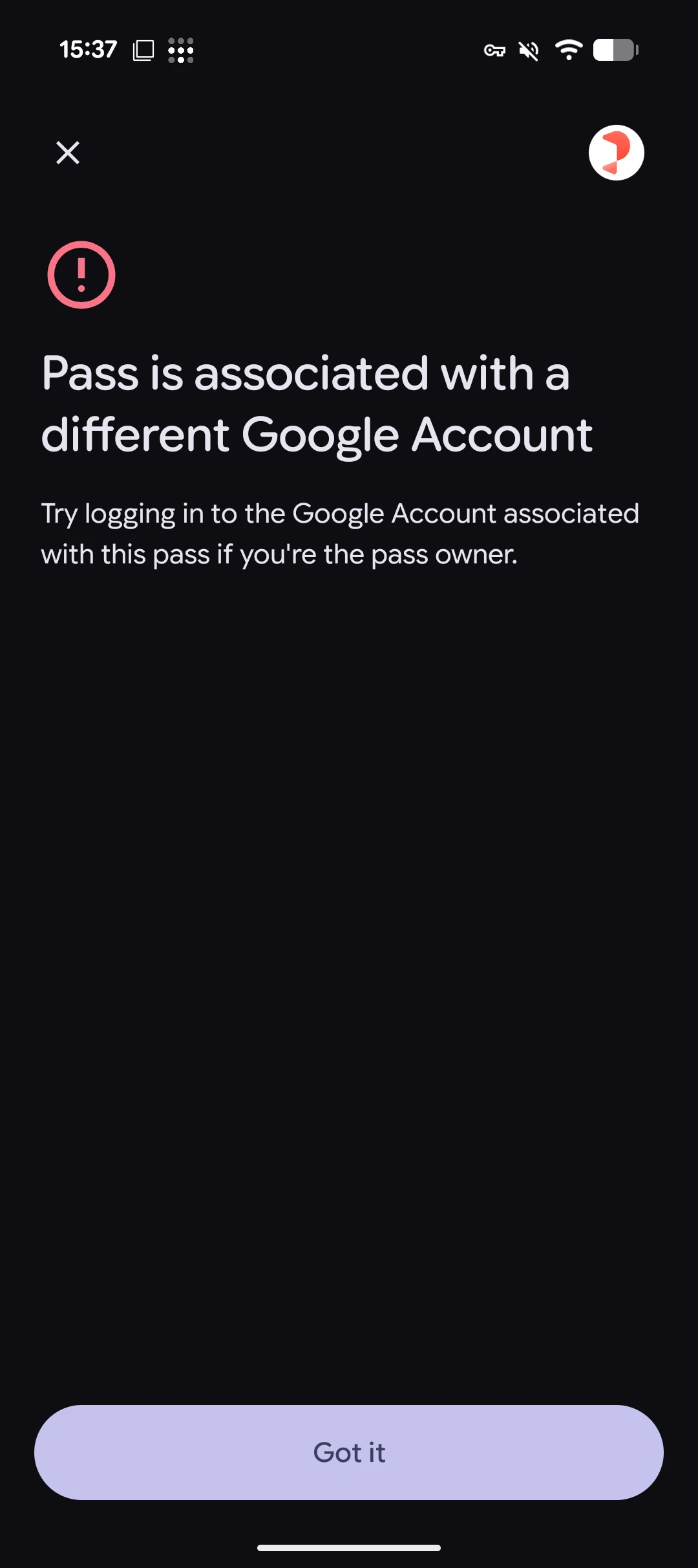 Google Wallet pass restricted error
