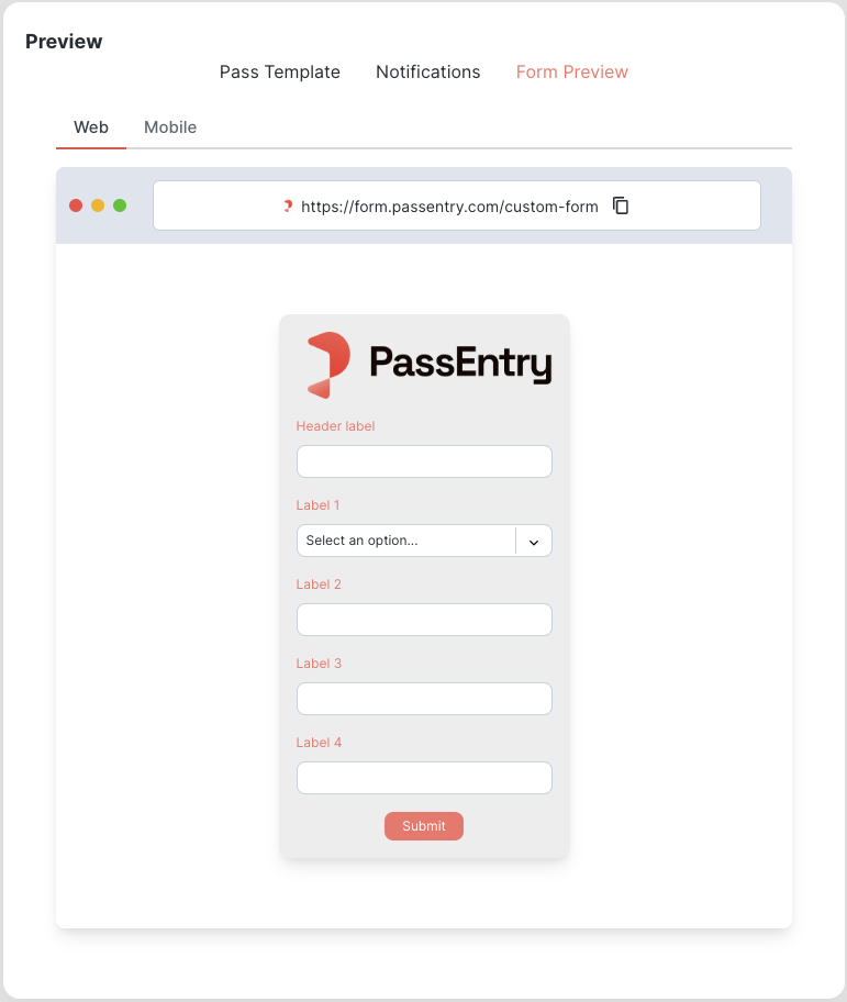 Custom Pass Issuance Forms - PassEntry