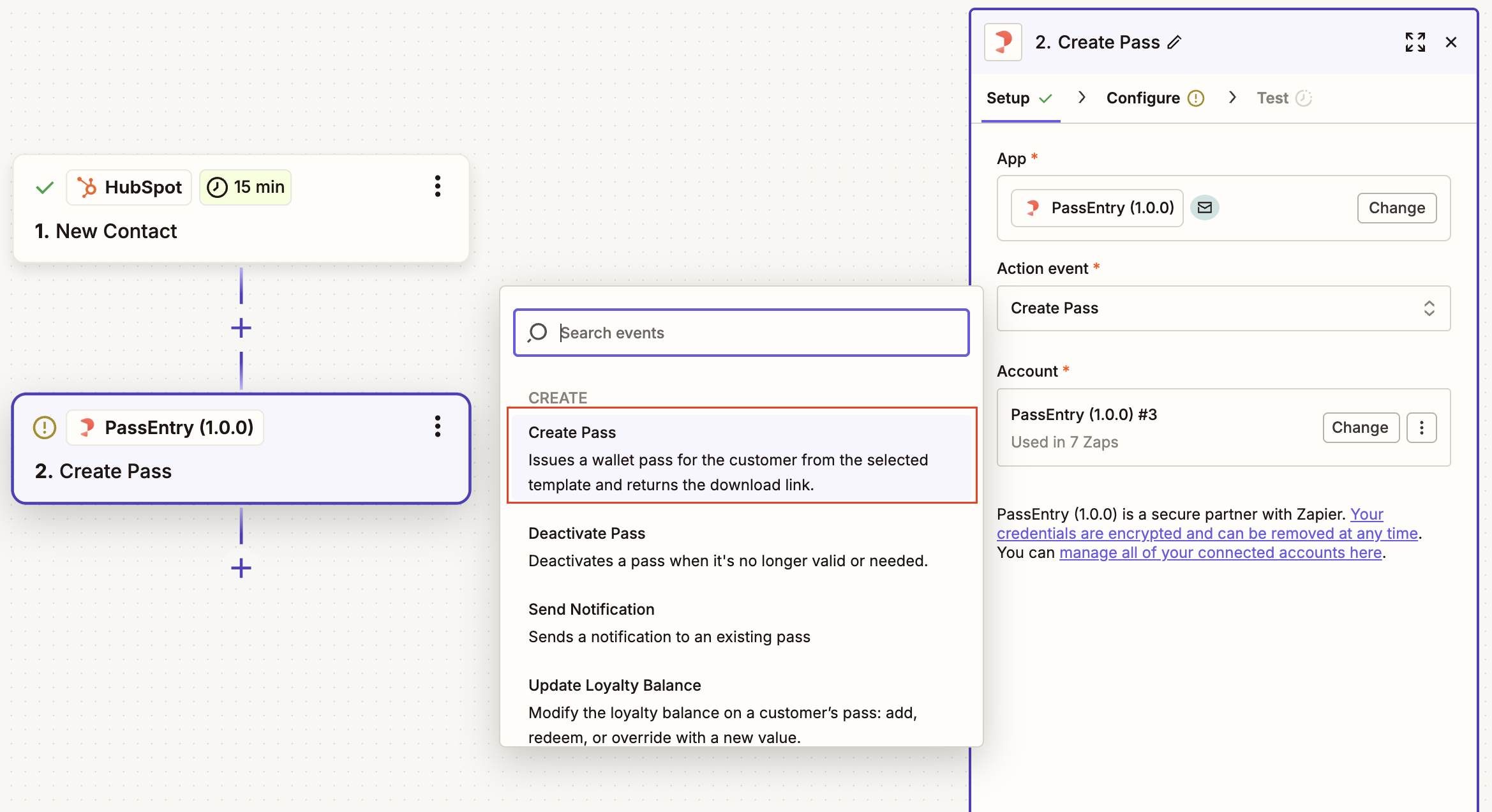 Action Setup on Zapier