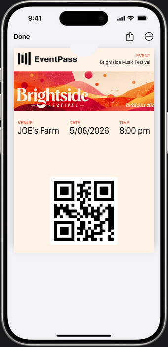 Event pass in Apple Wallet