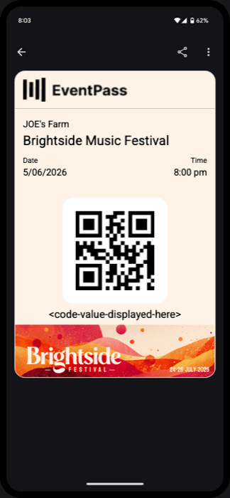 Event pass in Google Wallet