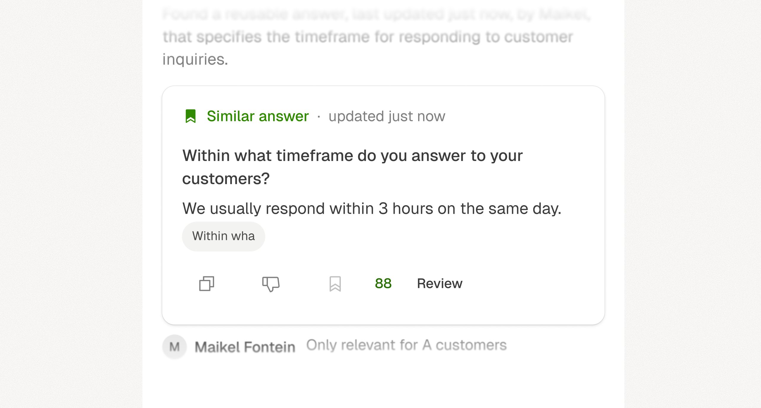 Answer Library match with colleague context