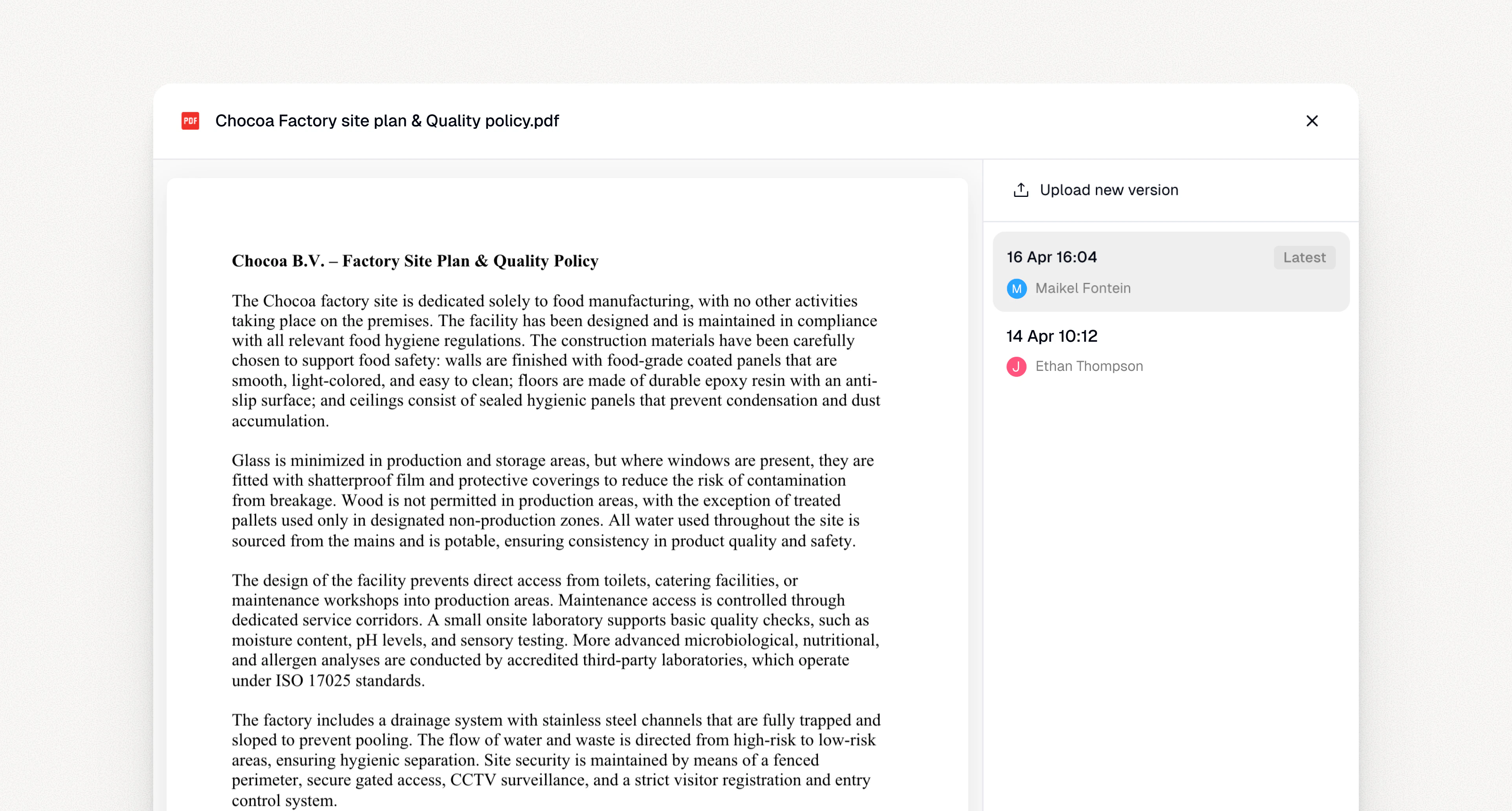 Uploading a new version of evidence