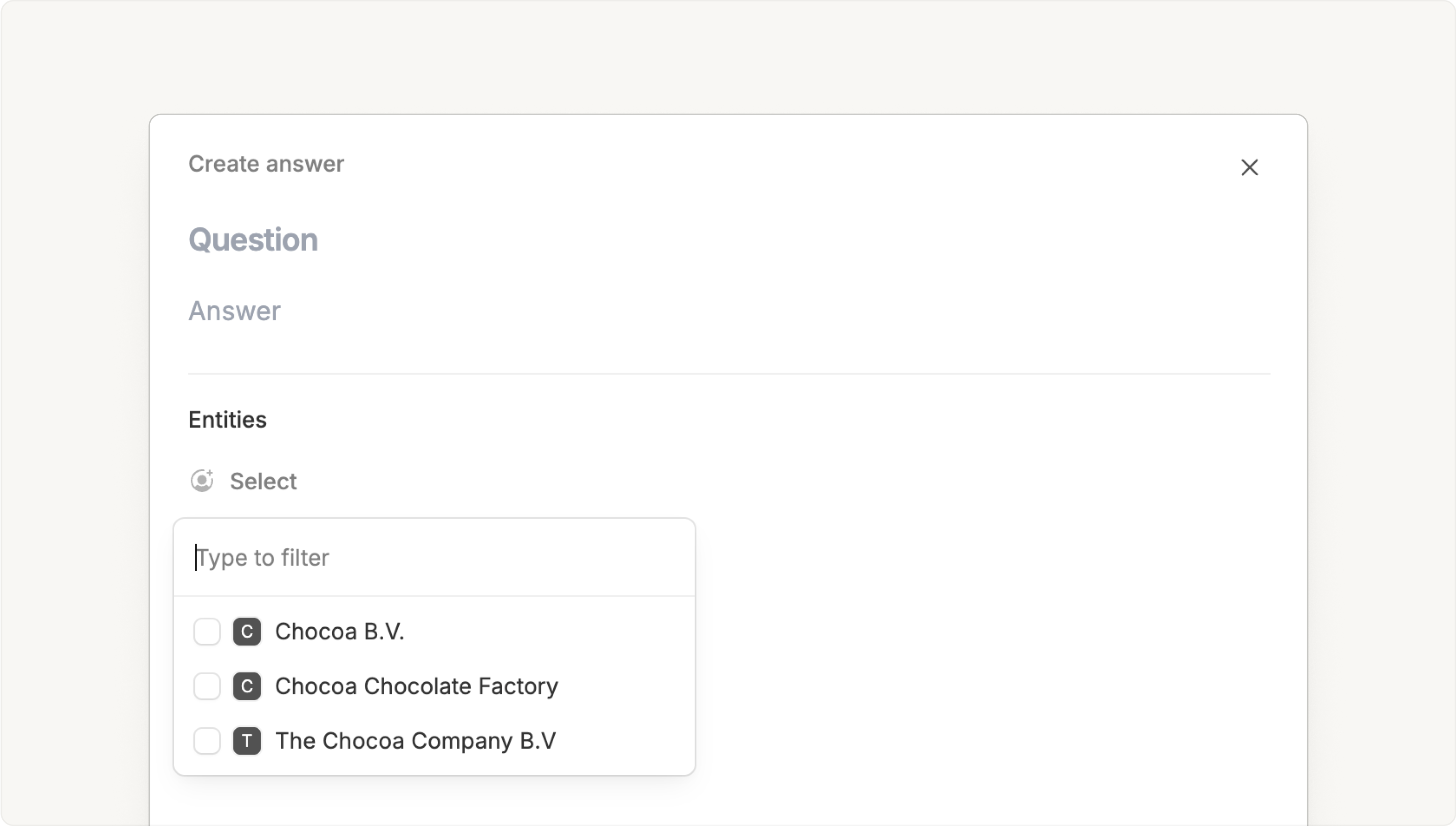 Create answers in App