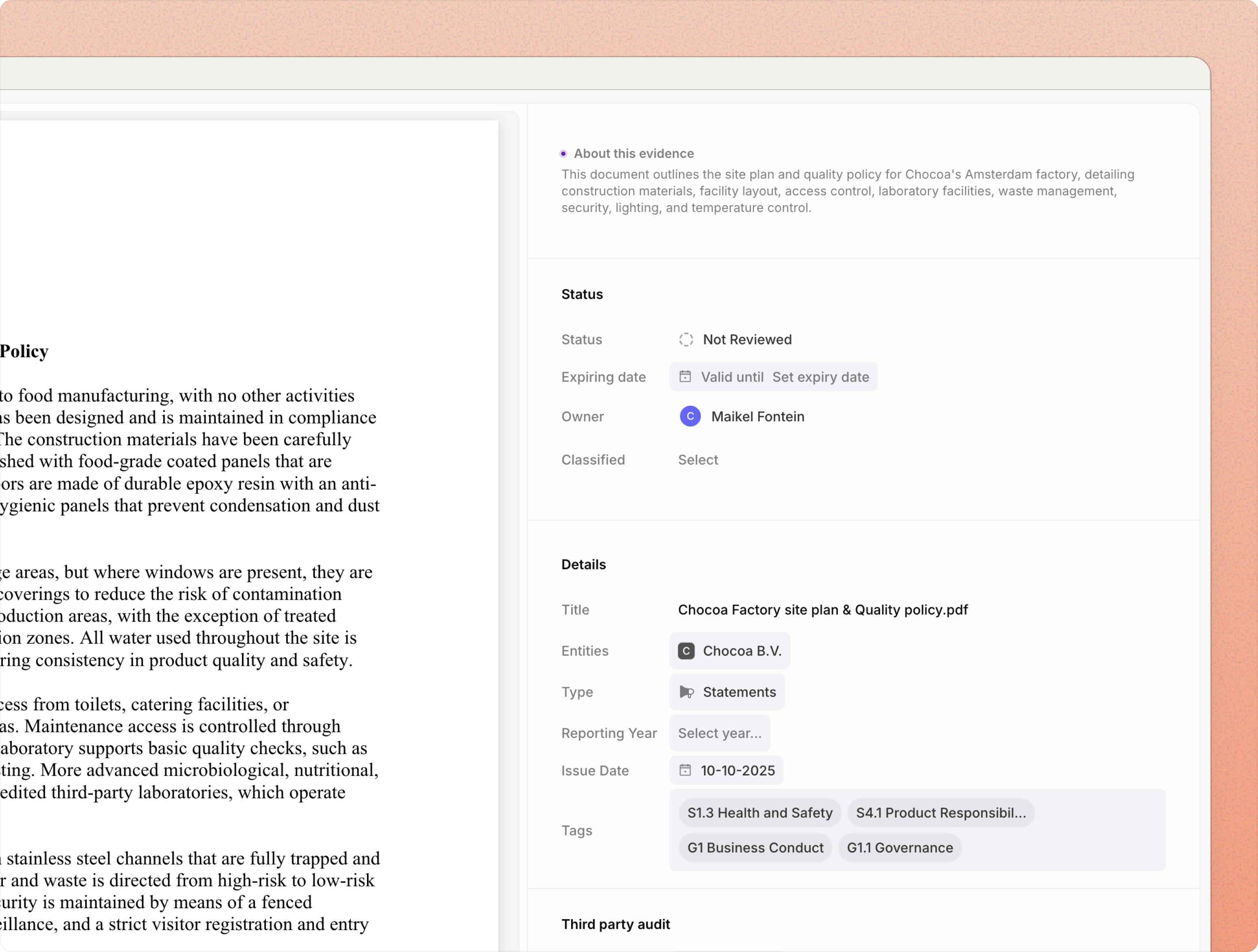 Edit evidence properties in App