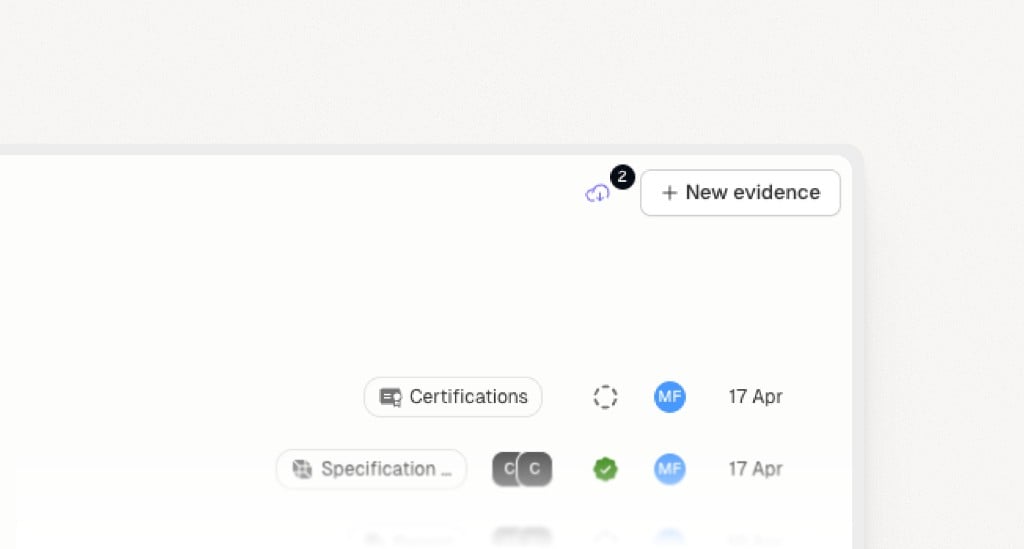 Cloud icon with badge showing pending imports