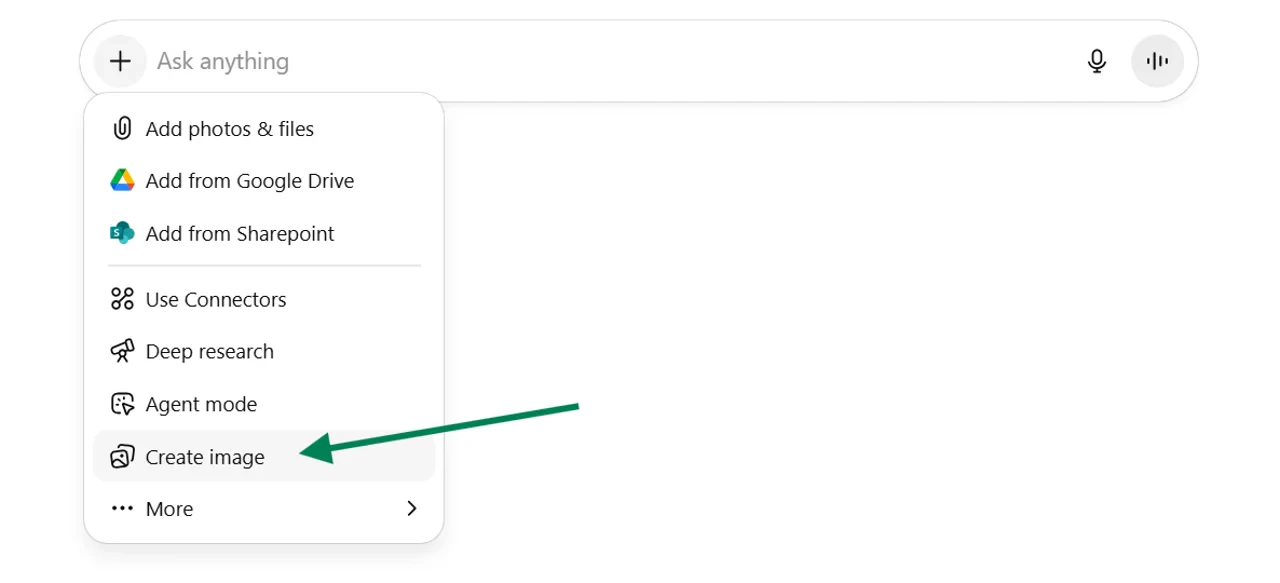 Creating an image in Copilot chat