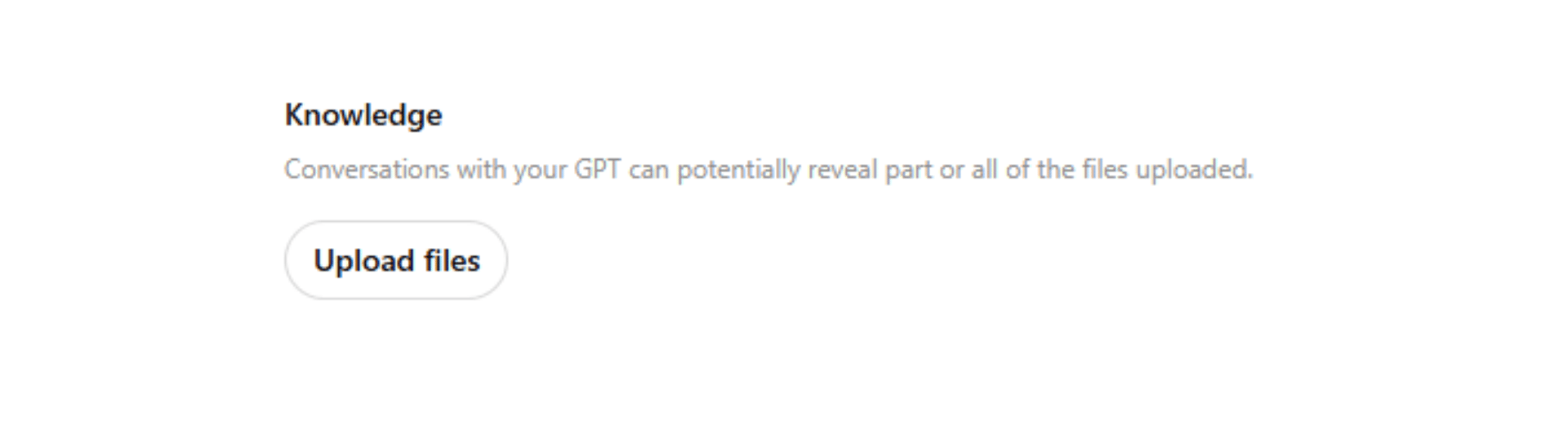 GPT Knowledge GPT Knowledge upload section
