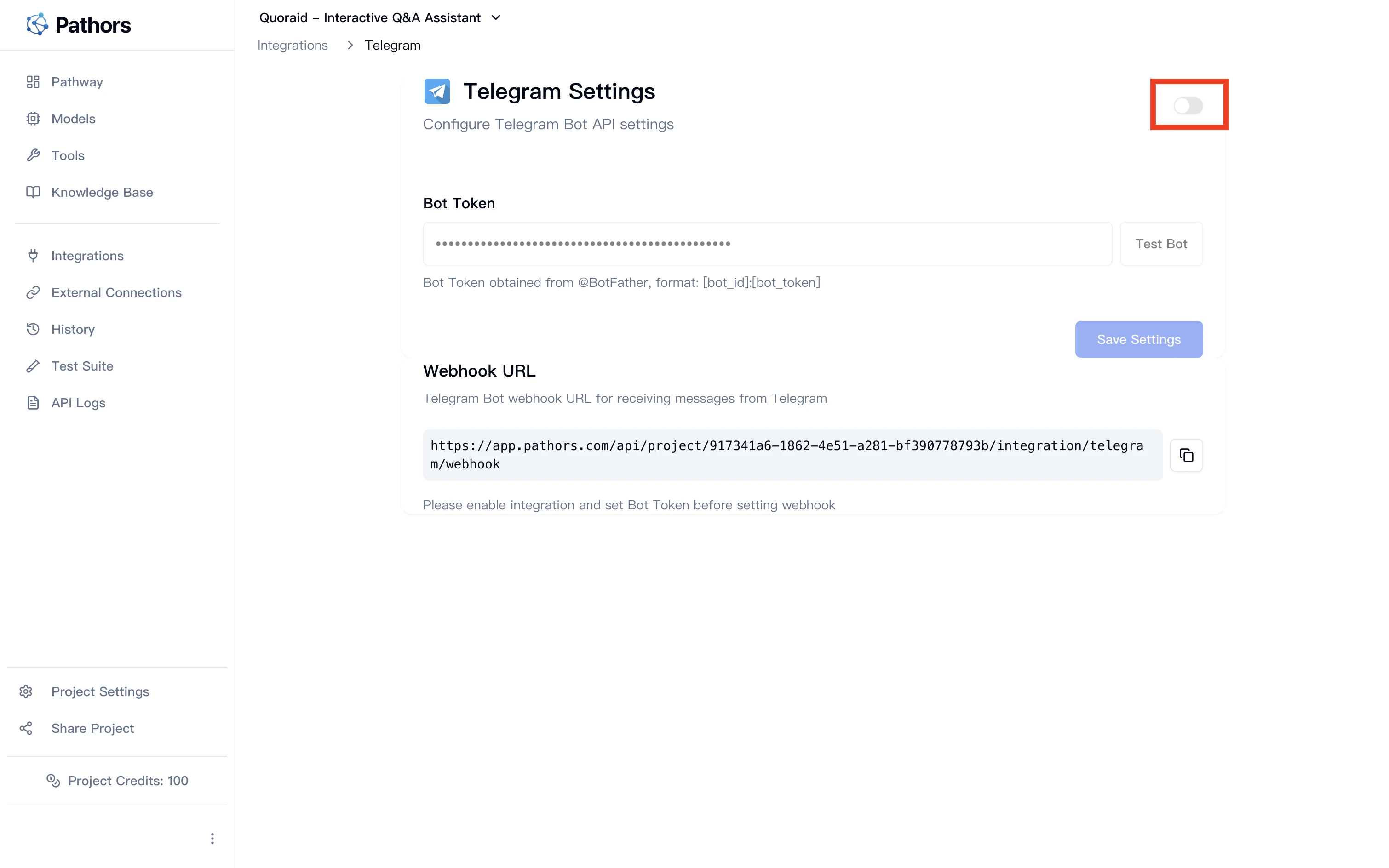 启用 Telegram 整合