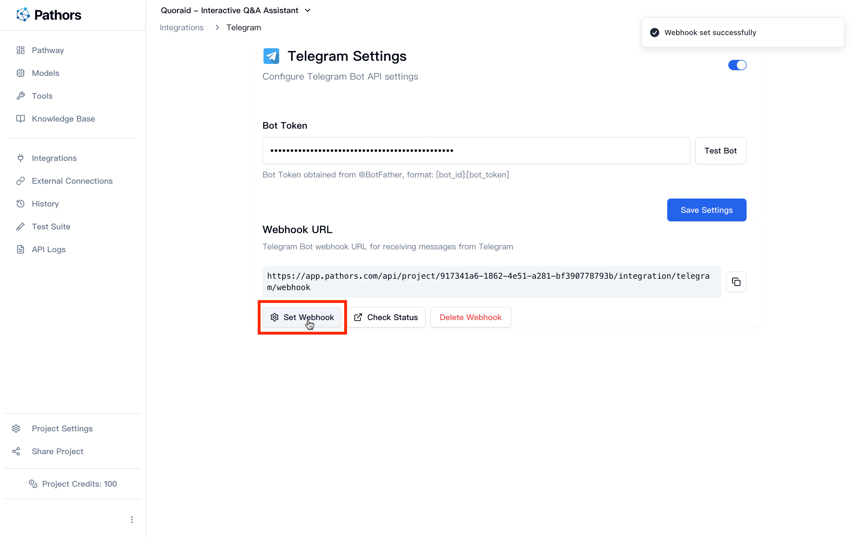 设置 Webhook