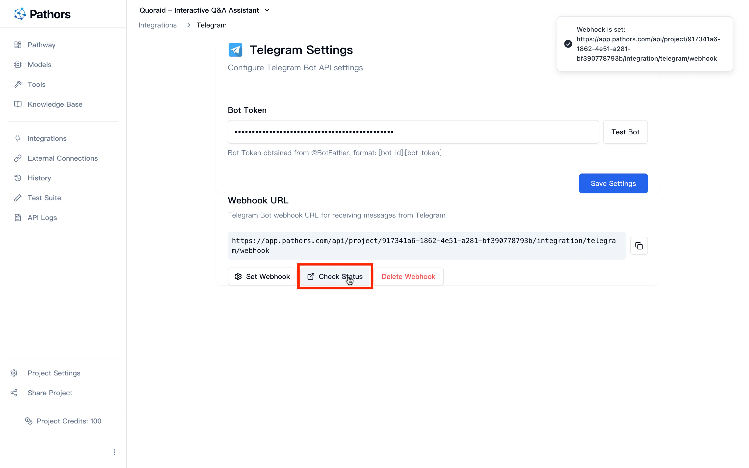 检查 Webhook 状态