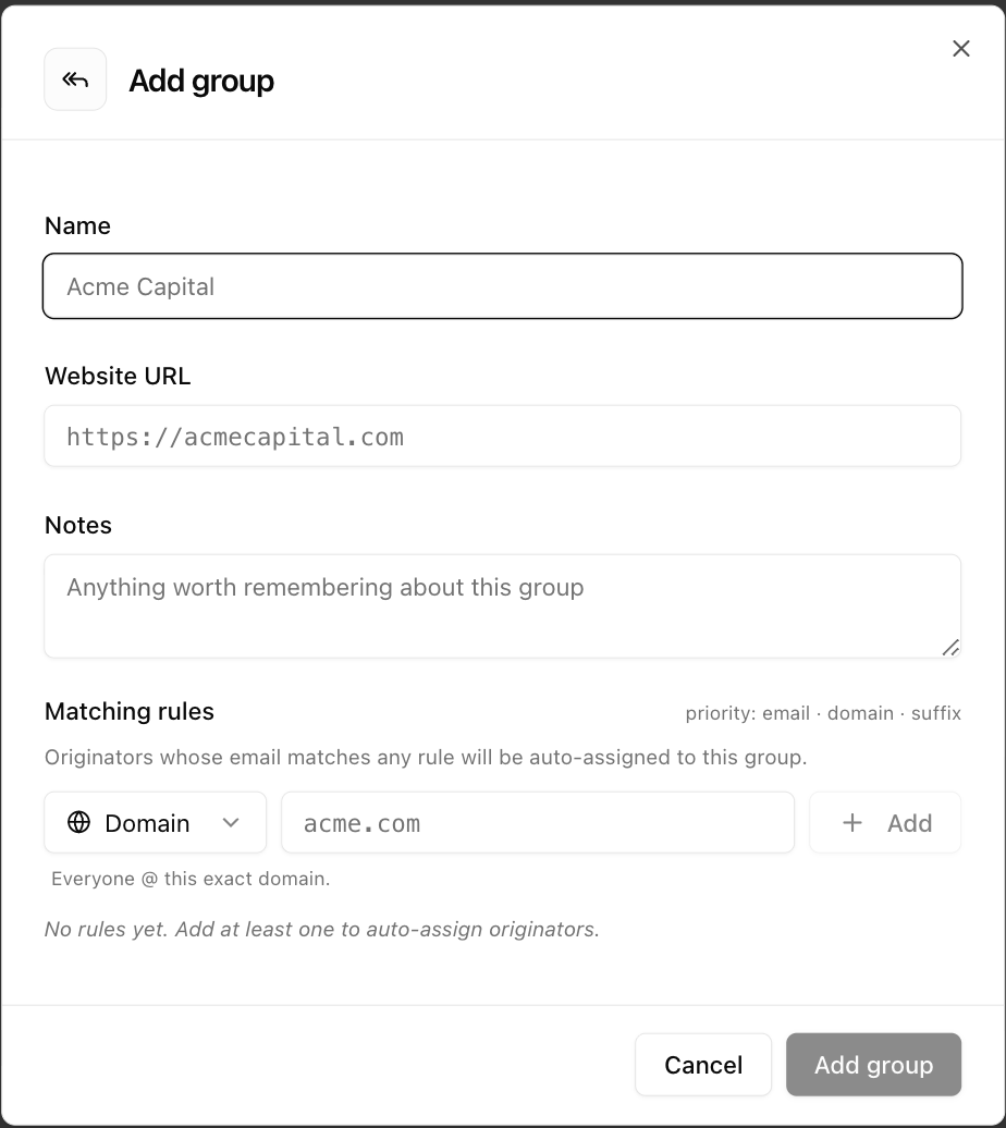 Edit group dialog