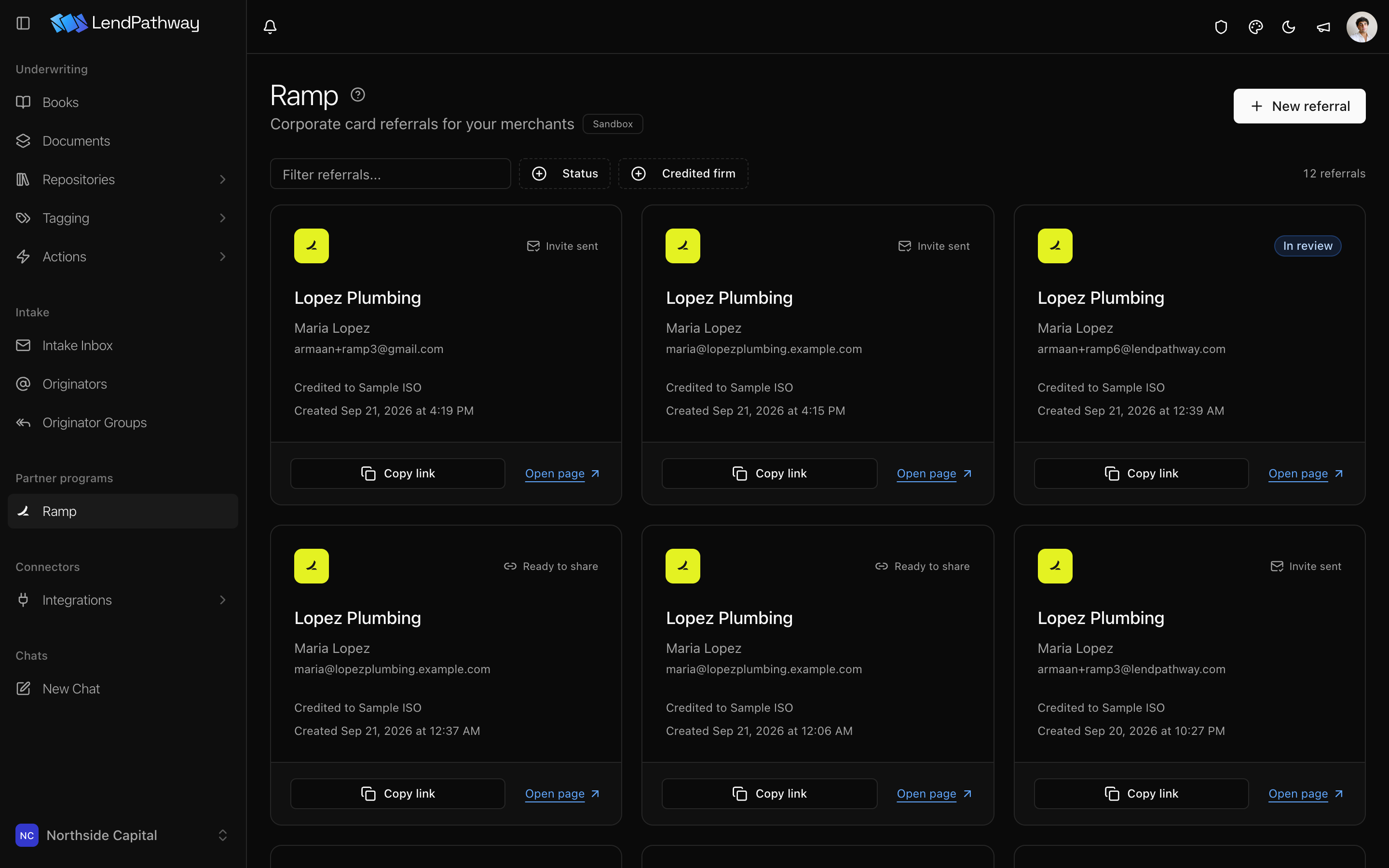The Ramp page in Pathway with referral cards