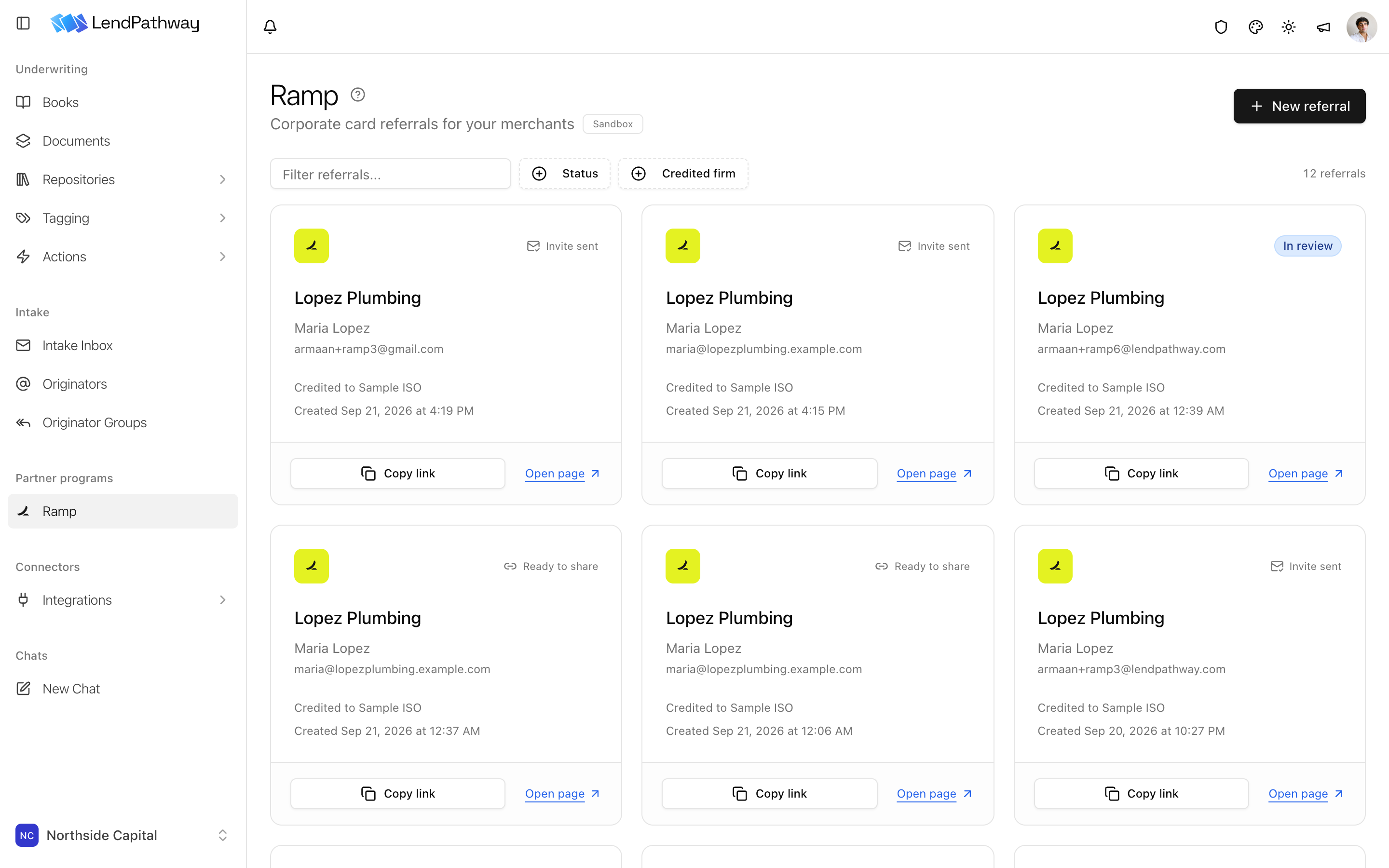 The Ramp page in Pathway with referral cards