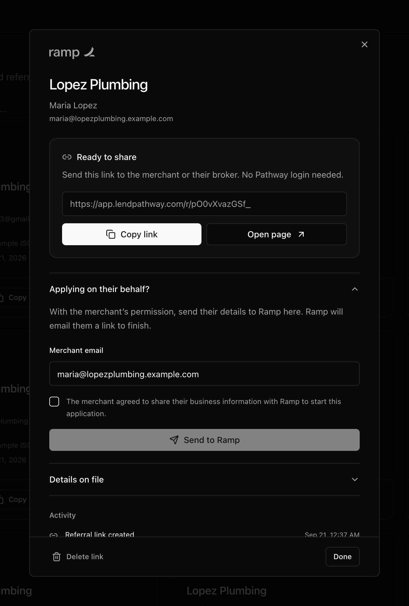 The send form on a referral with the consent attestation