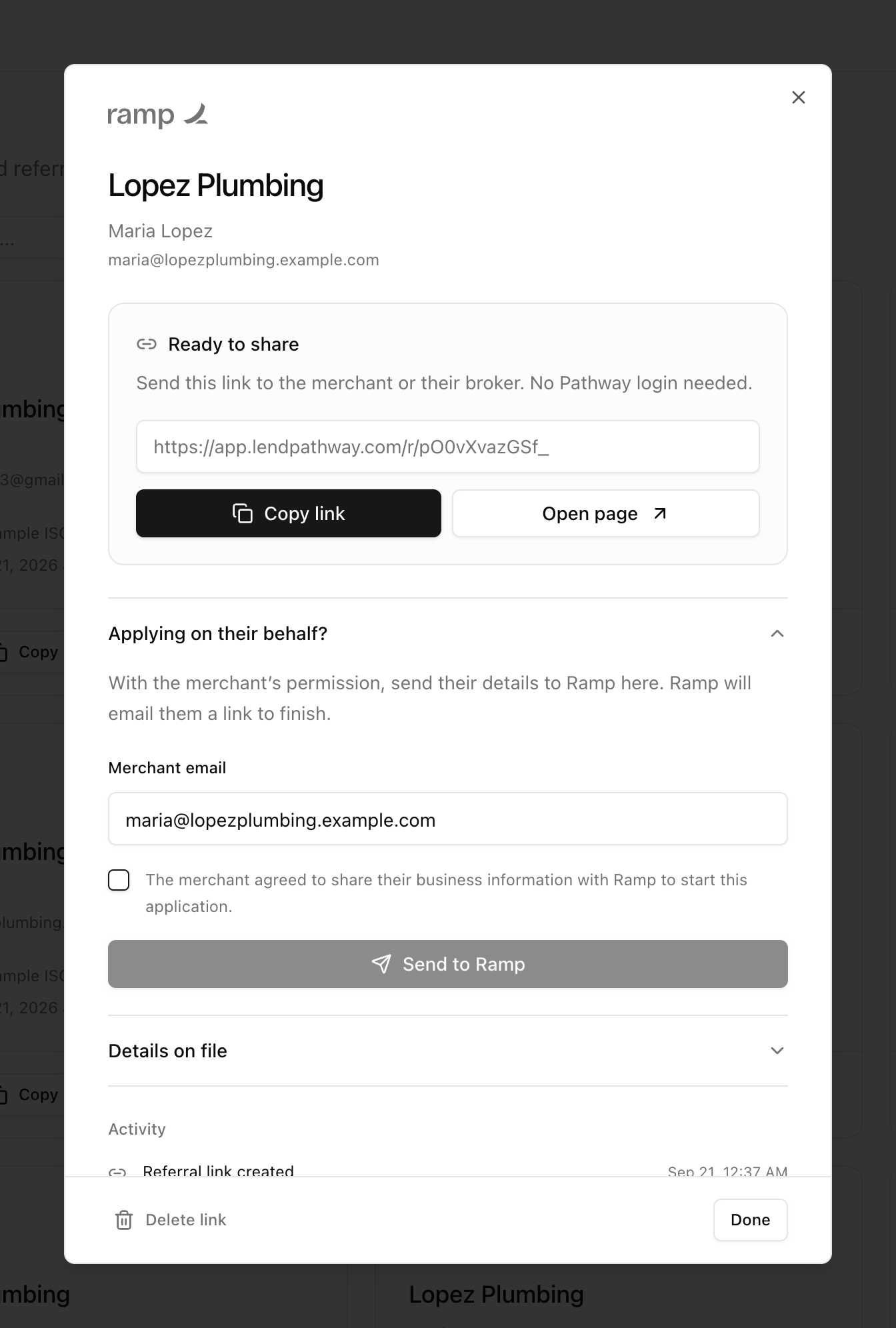 The send form on a referral with the consent attestation