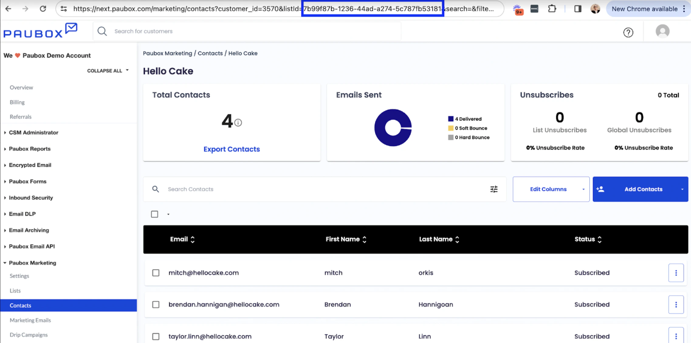 Subscription List Id 2