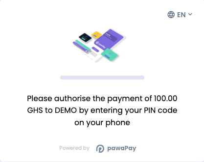 Payment page - Enter PIN