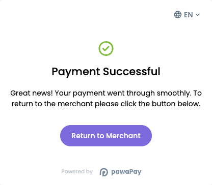 Payment page - Success