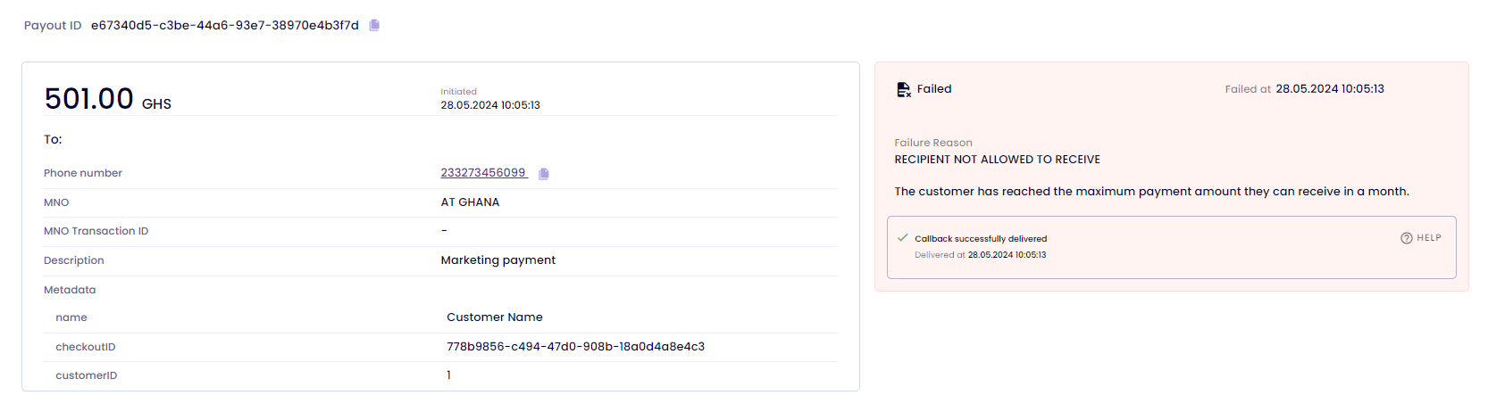 Failed Payout