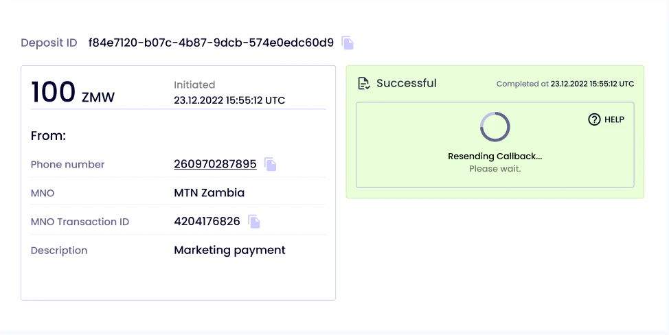 Resend Callback Button