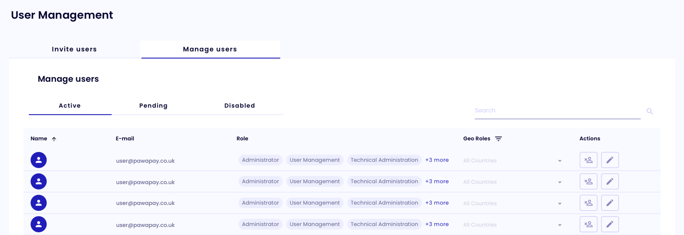 Manage Users Tab