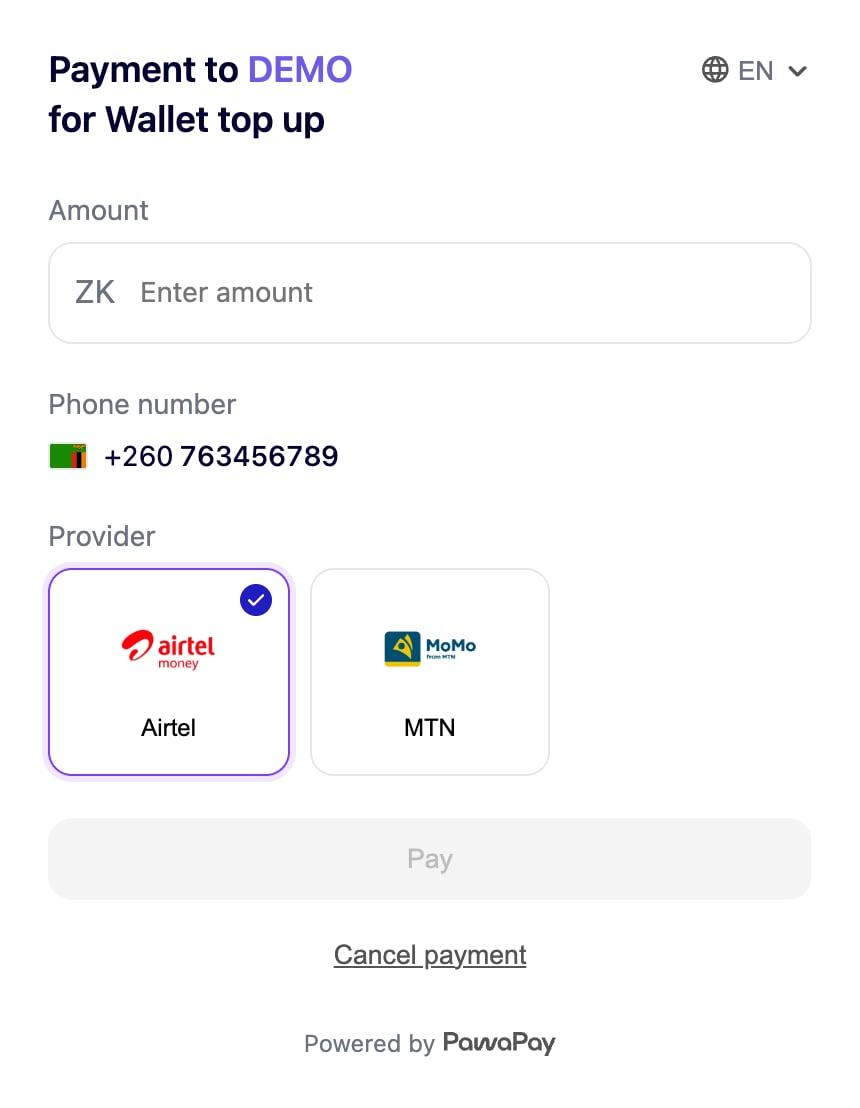 Checkout page - fixed payer wallet