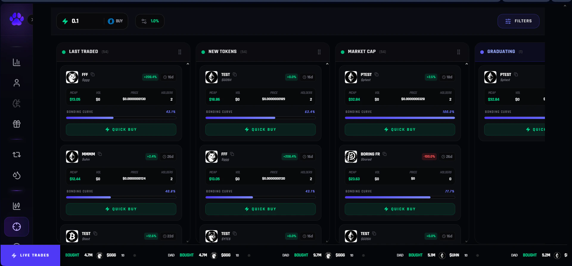 Pawdex Tokenpad Advanced Trading Terminal