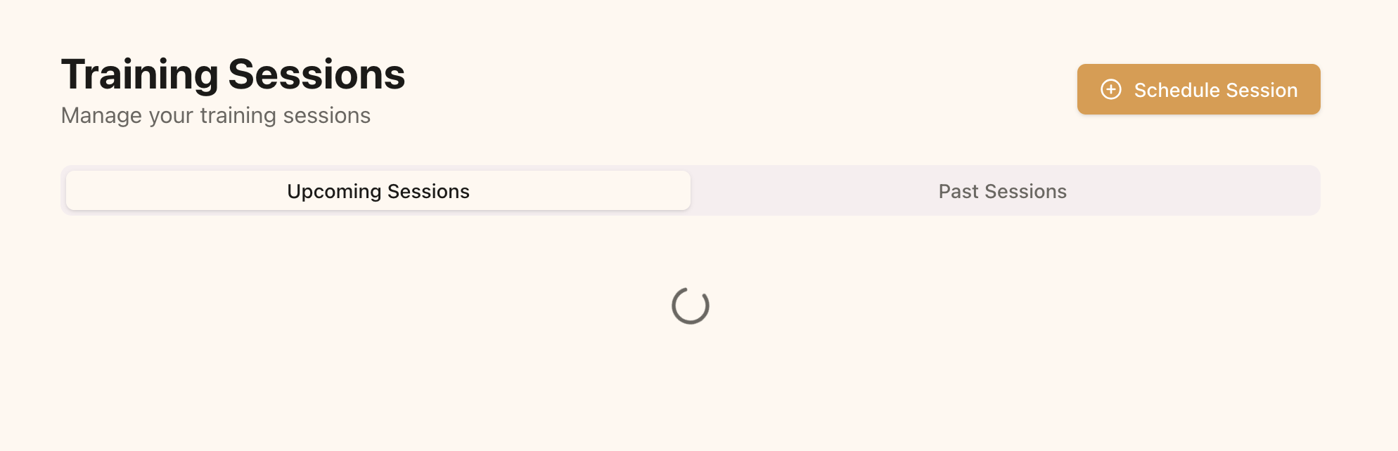 Upcoming and past sessions tabs