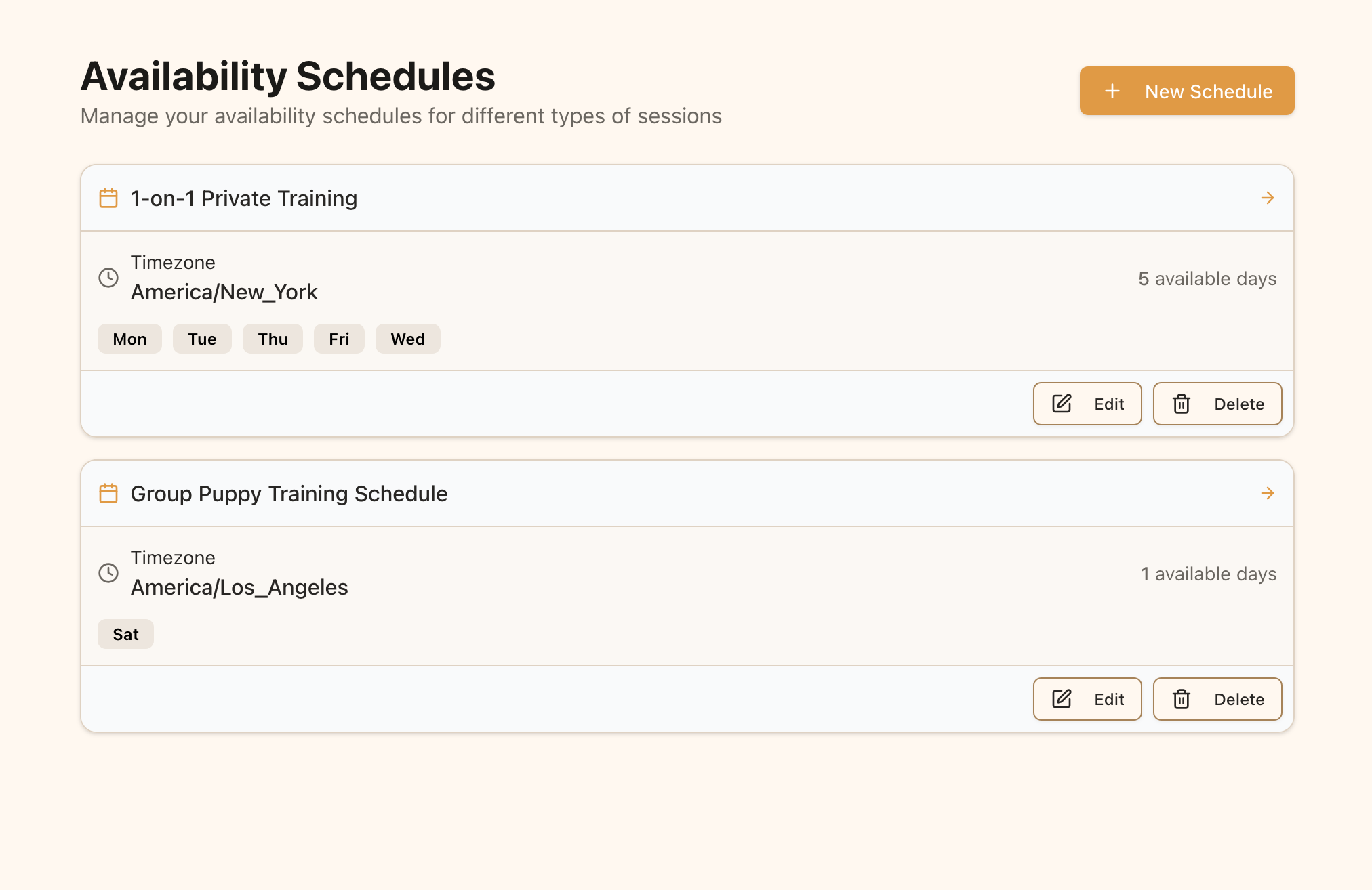 Pawgress availability schedules page