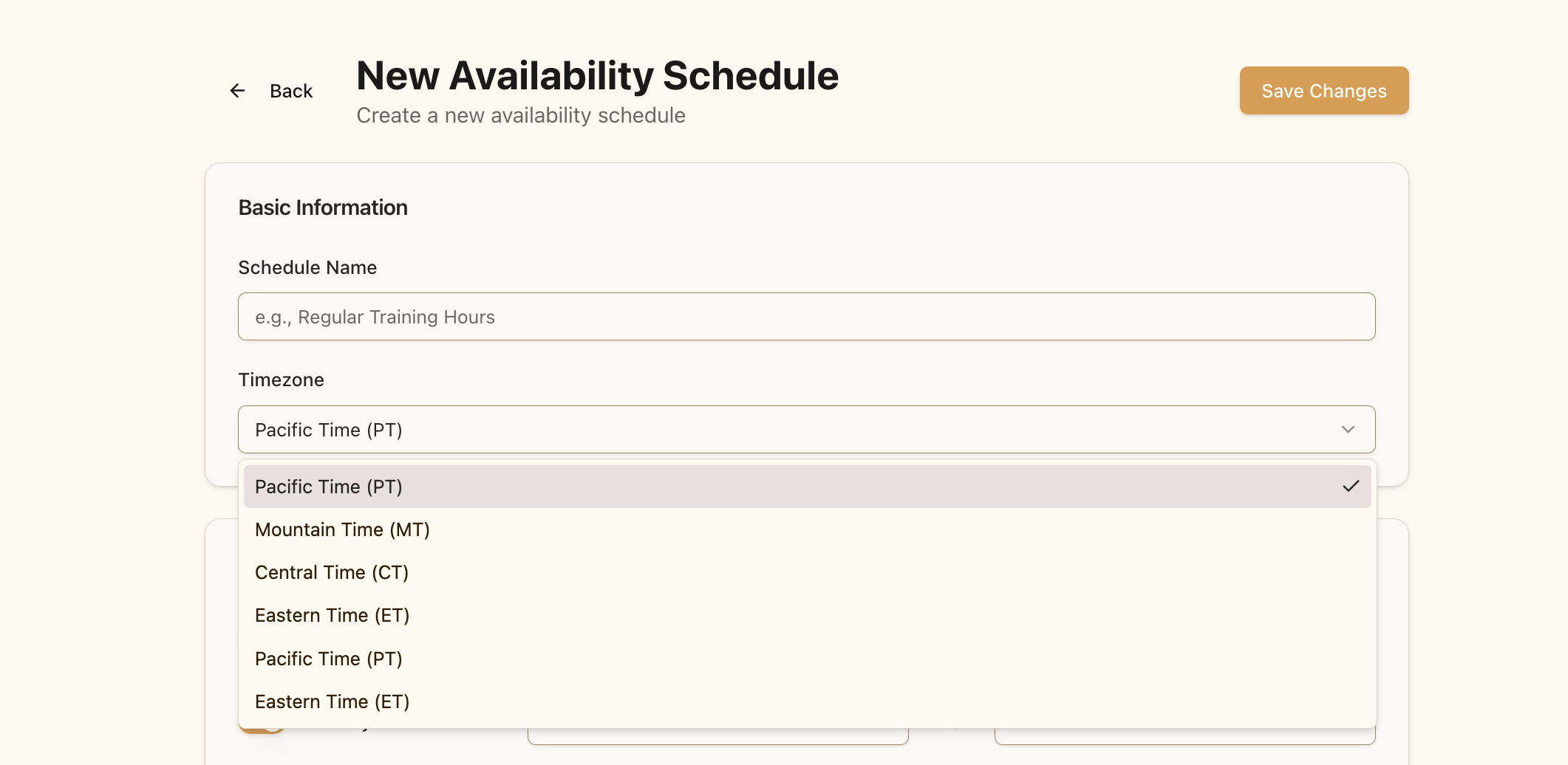 Basic schedule information