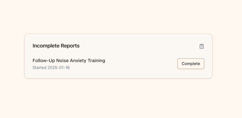 Incomplete reports card